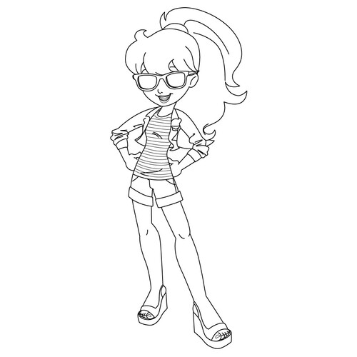 Polly Pocket 戴太阳镜的涂色页 免费可打印Polly Pocket 涂色页涂色页