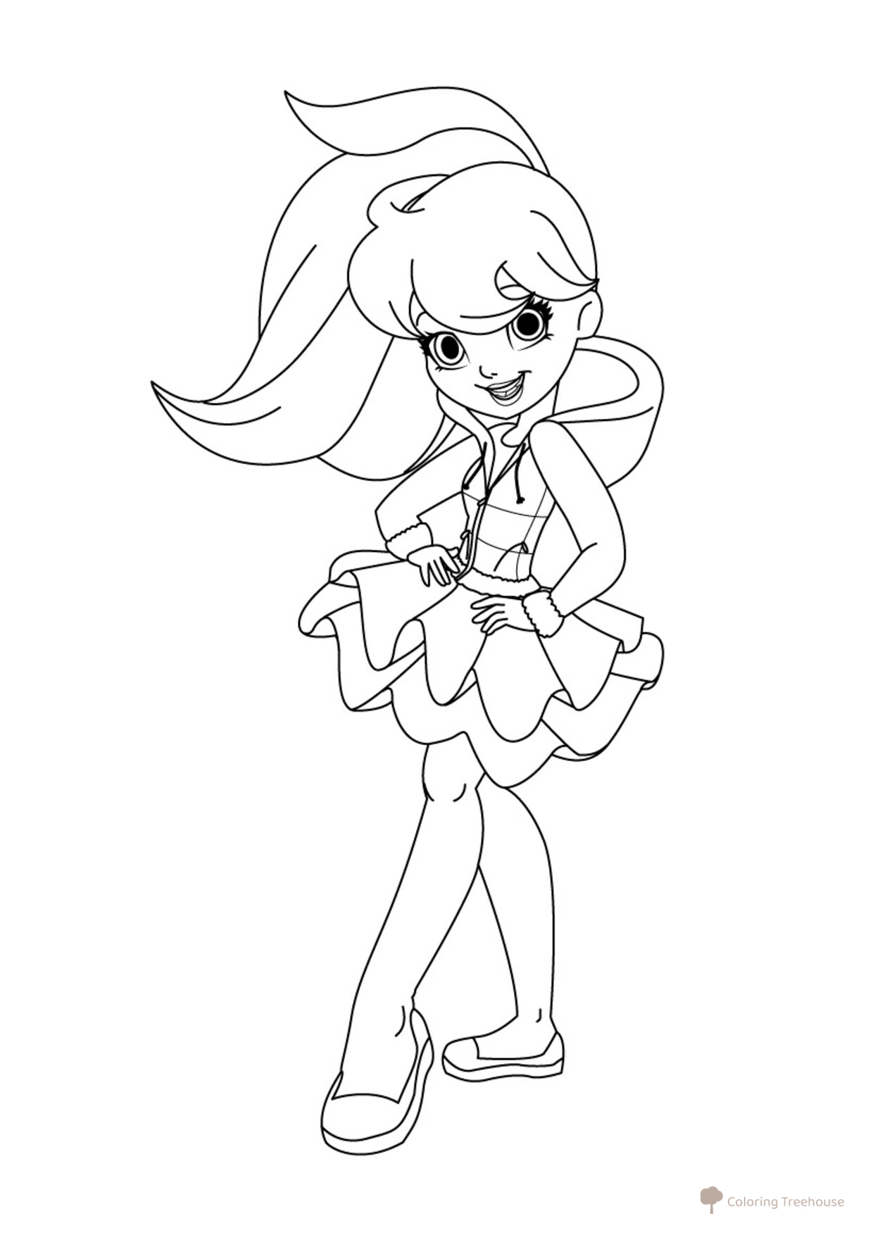 Polly in Her Favorite Outfit Coloring Page free printable Polly Pocket Coloring Pages coloring page