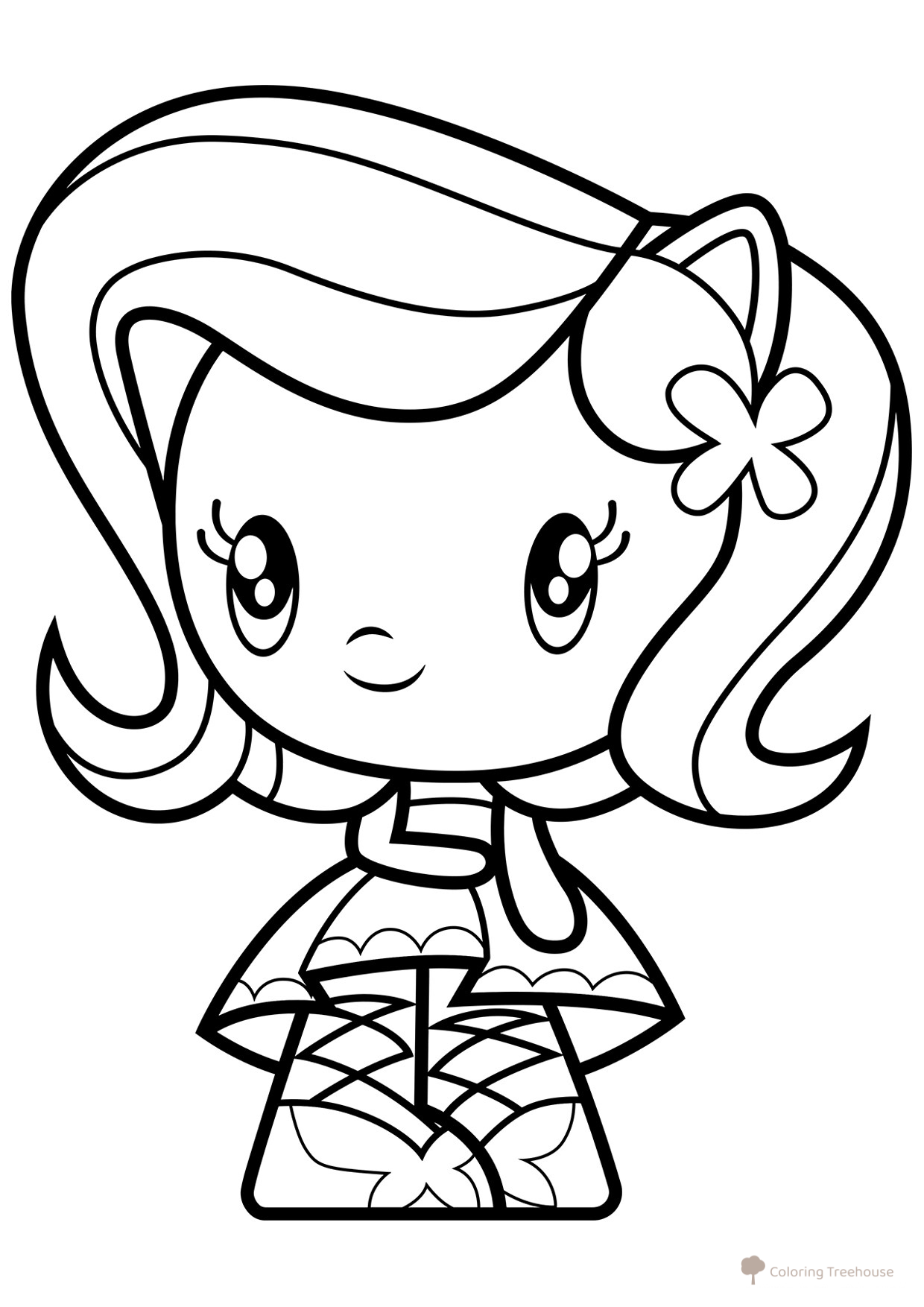 Página para colorear: Pony chica de Equestria Fluttershy dibujo para colorear gratis de Poniashki adorables de My Little Pony: páginas para colorear