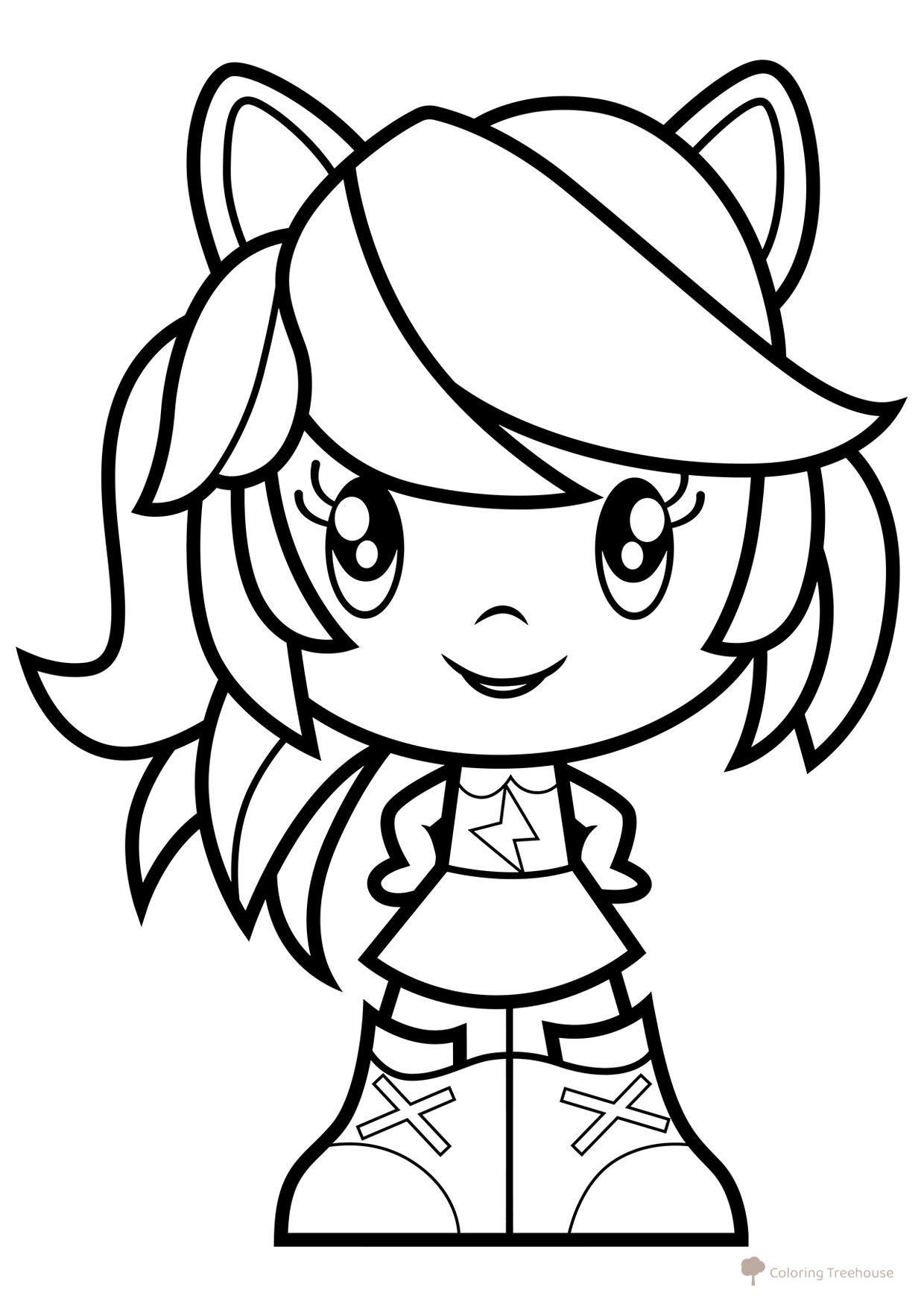 Página para colorear: Pony chica de Equestria Rainbow Dash dibujo para colorear gratis de Poniashki adorables de My Little Pony: páginas para colorear
