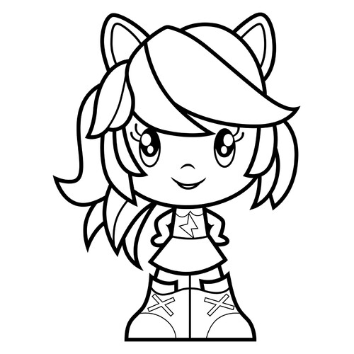 Página para colorear: Pony chica de Equestria Rainbow Dash dibujo para colorear gratis de Poniashki adorables de My Little Pony: páginas para colorear
