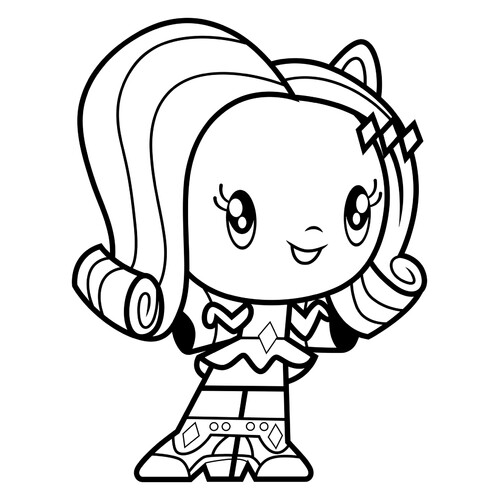 Página para colorear: poni chica de Equestria — Rarity dibujo para colorear gratis de Poniashki adorables de My Little Pony: páginas para colorear