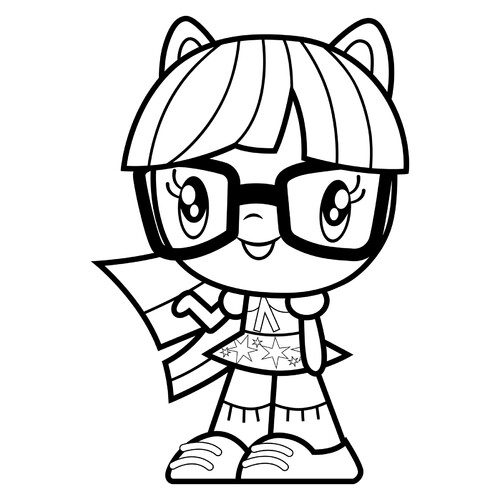 Póney niña de Equestria — Twilight Sparkle (para colorear) dibujo para colorear gratis de Poniashki adorables de My Little Pony: páginas para colorear