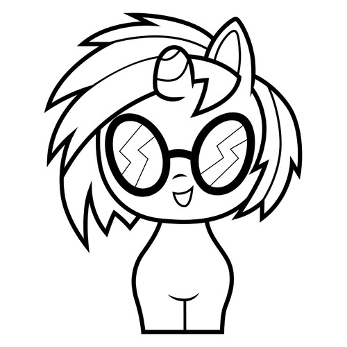 Ponyashka DJ Pon-3 - página para colorear dibujo para colorear gratis de Poniashki adorables de My Little Pony: páginas para colorear