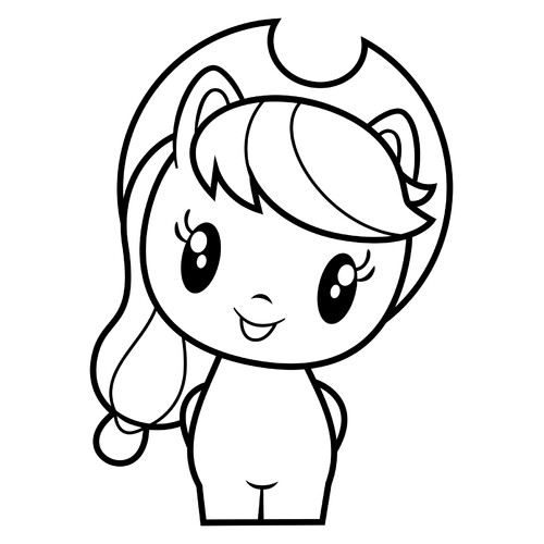 Página para colorear Ponyashka Applejack dibujo para colorear gratis de Poniashki adorables de My Little Pony: páginas para colorear