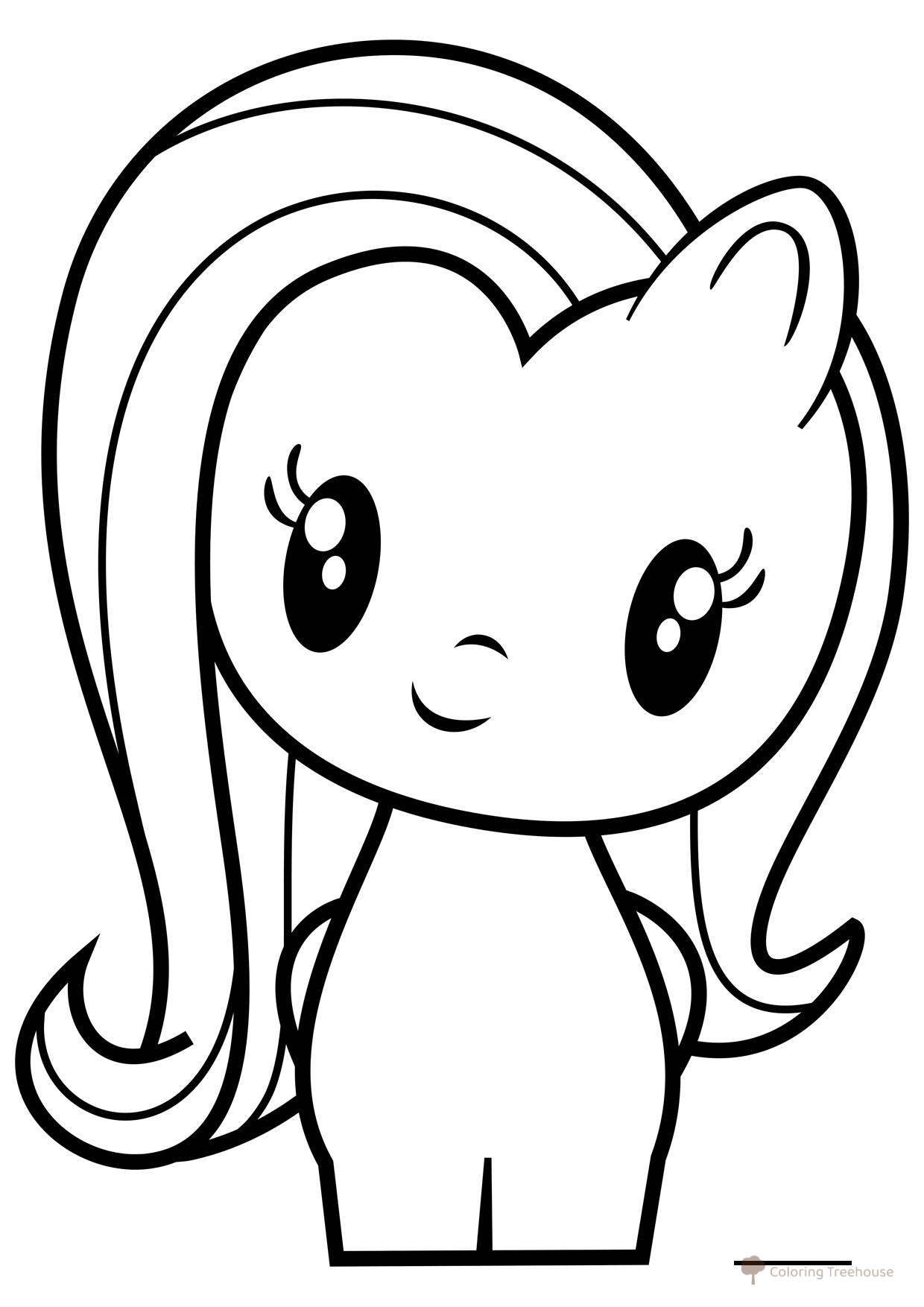 Página para colorear: Pony Fluttershy dibujo para colorear gratis de Poniashki adorables de My Little Pony: páginas para colorear