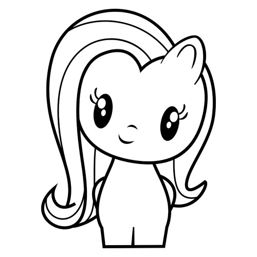 Página para colorear: Pony Fluttershy dibujo para colorear gratis de Poniashki adorables de My Little Pony: páginas para colorear