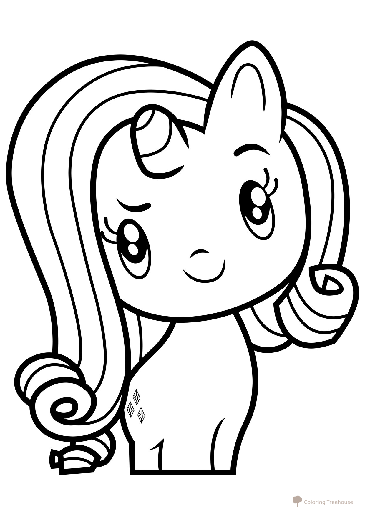 Página para colorear de la pony Rarity dibujo para colorear gratis de Poniashki adorables de My Little Pony: páginas para colorear