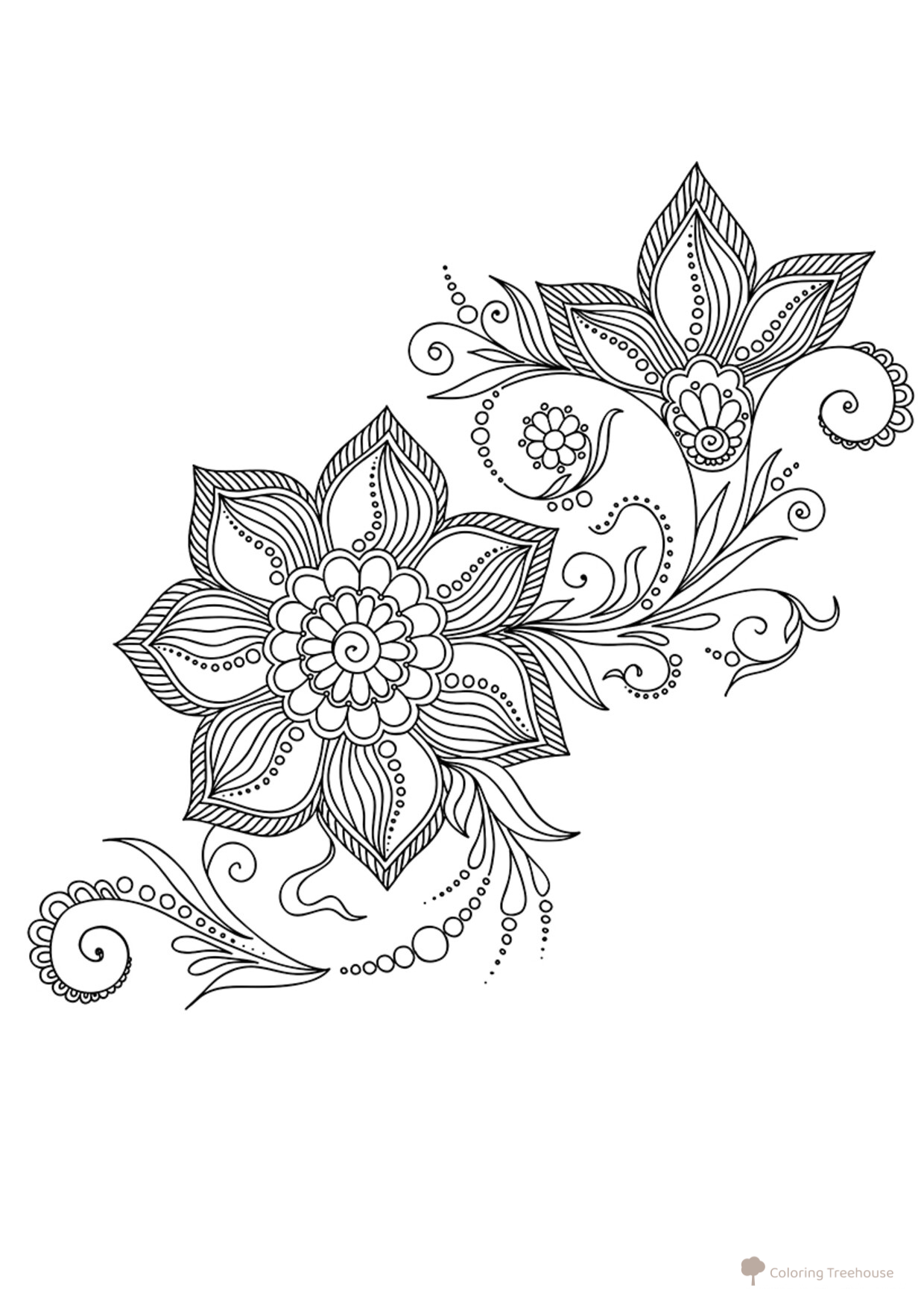 Aventuras de Arte Terapia: Flores Indias — Página para Colorear dibujo para colorear gratis de Art Therapy Coloring Pages