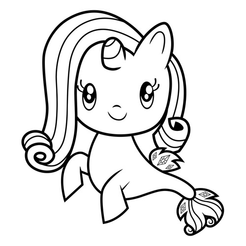Página para colorear: Rarity ponysita sirenita dibujo para colorear gratis de Poniashki adorables de My Little Pony: páginas para colorear
