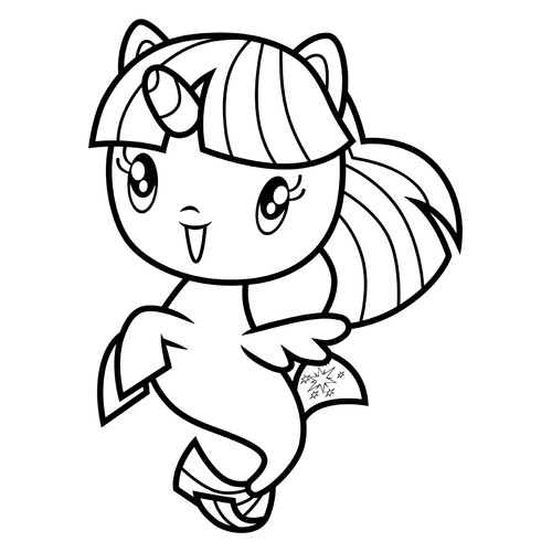 Página para colorear de Twilight Sparkle como ponis-mermaid dibujo para colorear gratis de Poniashki adorables de My Little Pony: páginas para colorear