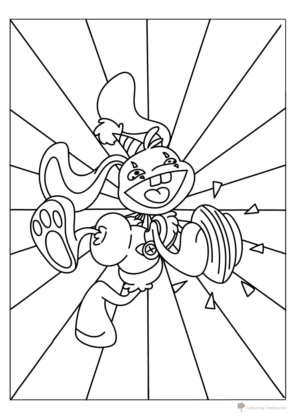 Banzo the Bunny Coloring Page from Poppy Playtime 2 free printable Poppy Playtime Coloring Pages coloring page