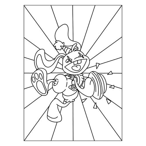 Banzo the Bunny Coloring Page from Poppy Playtime 2 free printable Poppy Playtime Coloring Pages coloring page