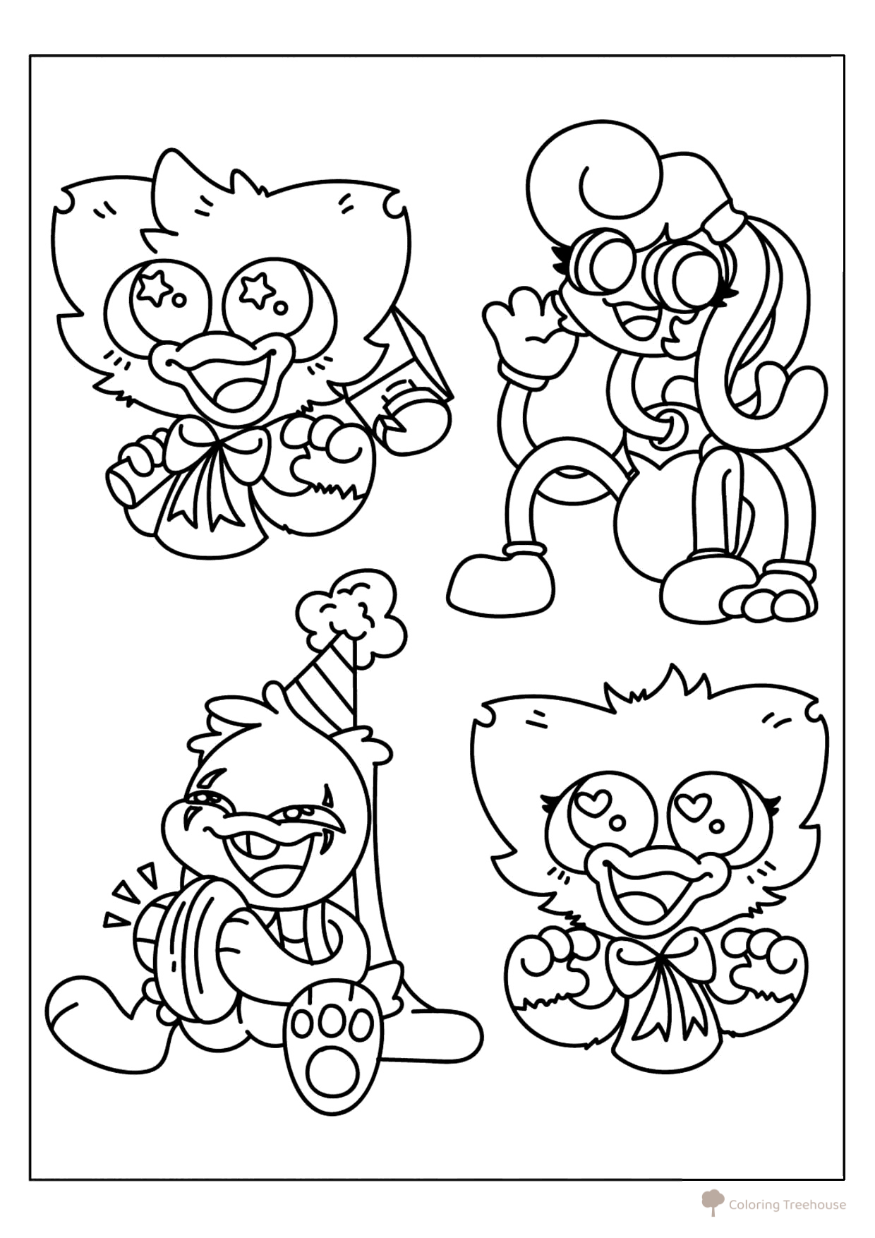 Página para colorear «Encantadores personajes de Poppy Playtime» dibujo para colorear gratis de Páginas para colorear de Poppy Playtime