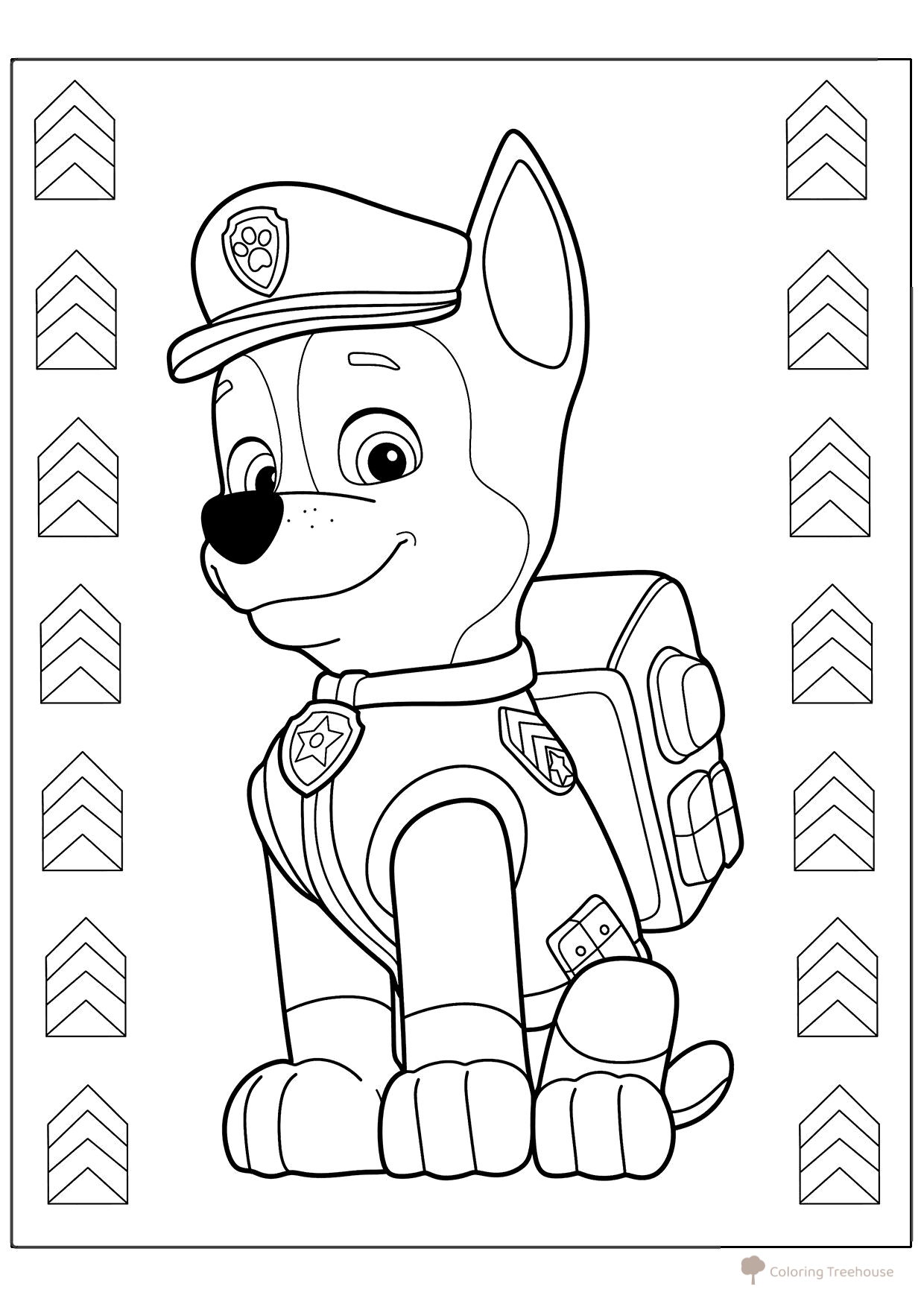 Página para colorear «Corredor (Chase)» dibujo para colorear gratis de Paw Patrol (Patrulla Canina) para colorear