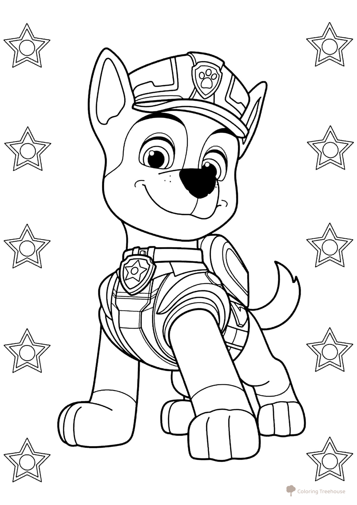 Página para colorear «Piloto con estrellas» dibujo para colorear gratis de Paw Patrol (Patrulla Canina) para colorear