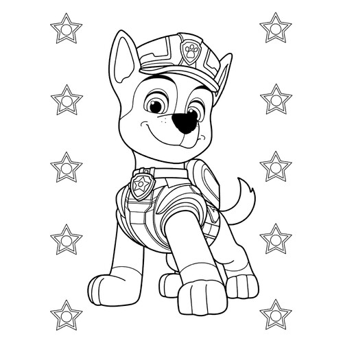 Página para colorear «Piloto con estrellas» dibujo para colorear gratis de Paw Patrol (Patrulla Canina) para colorear