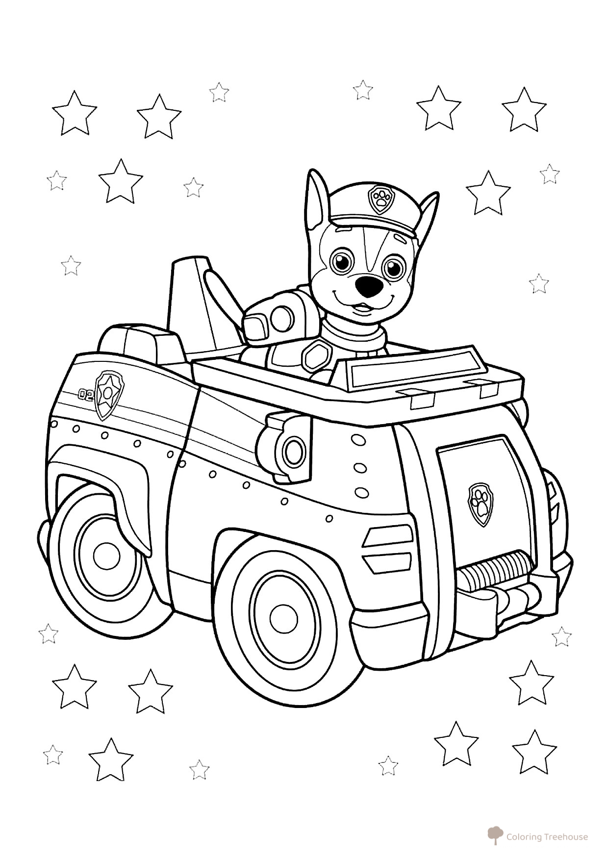 Página para colorear «Piloto al volante» dibujo para colorear gratis de Paw Patrol (Patrulla Canina) para colorear