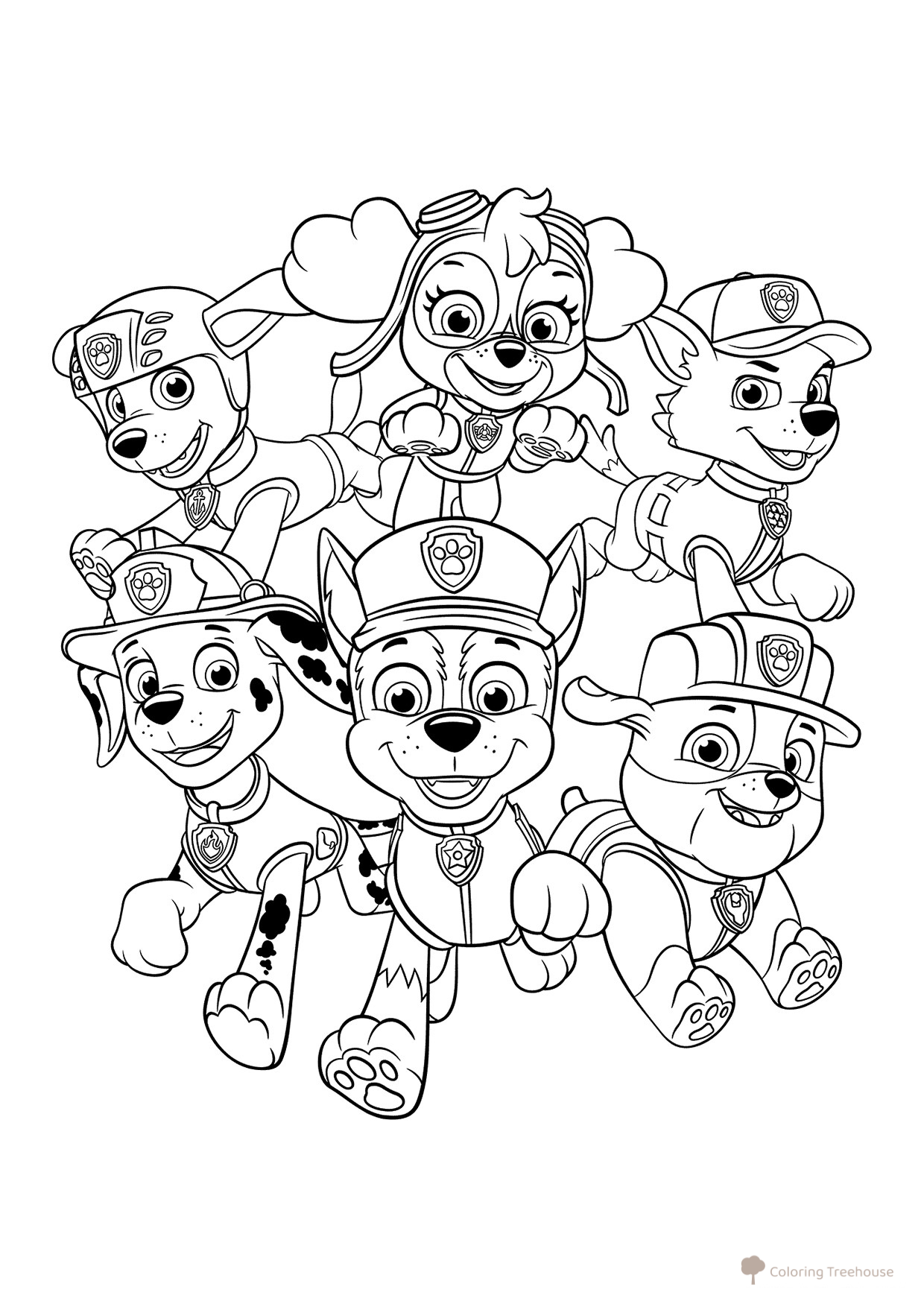 Página para colorear «Команда щенячего патруля» dibujo para colorear gratis de Paw Patrol (Patrulla Canina) para colorear