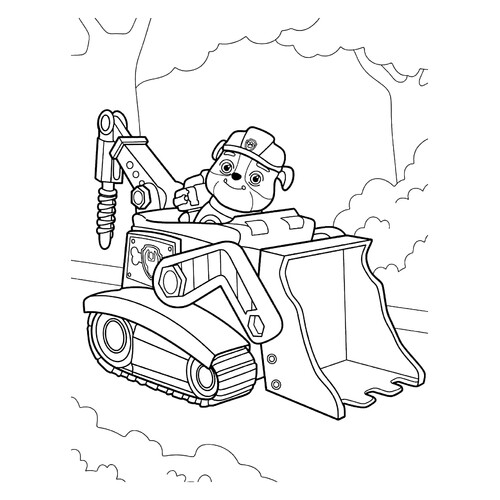 Página para colorear «Krepysh conduce un bulldócer» dibujo para colorear gratis de Paw Patrol (Patrulla Canina) para colorear