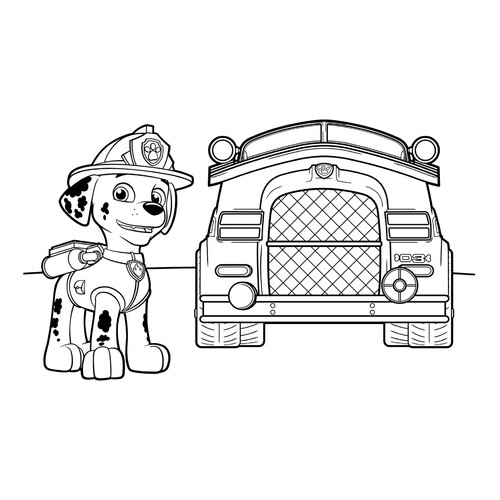 Marshall and the Rescue Vehicle Coloring Page free printable Paw Patrol Coloring Pages coloring page