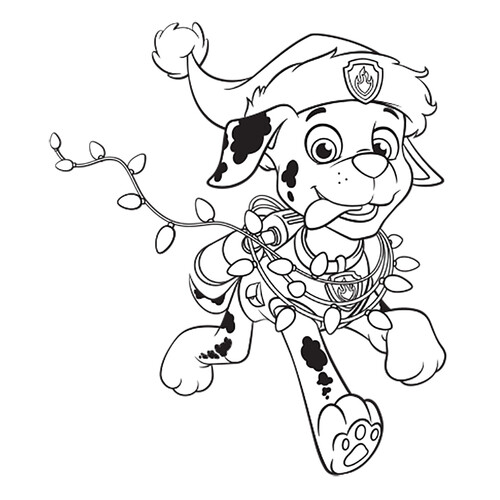 Marshál para Año Nuevo - página para colorear dibujo para colorear gratis de Paw Patrol (Patrulla Canina) para colorear