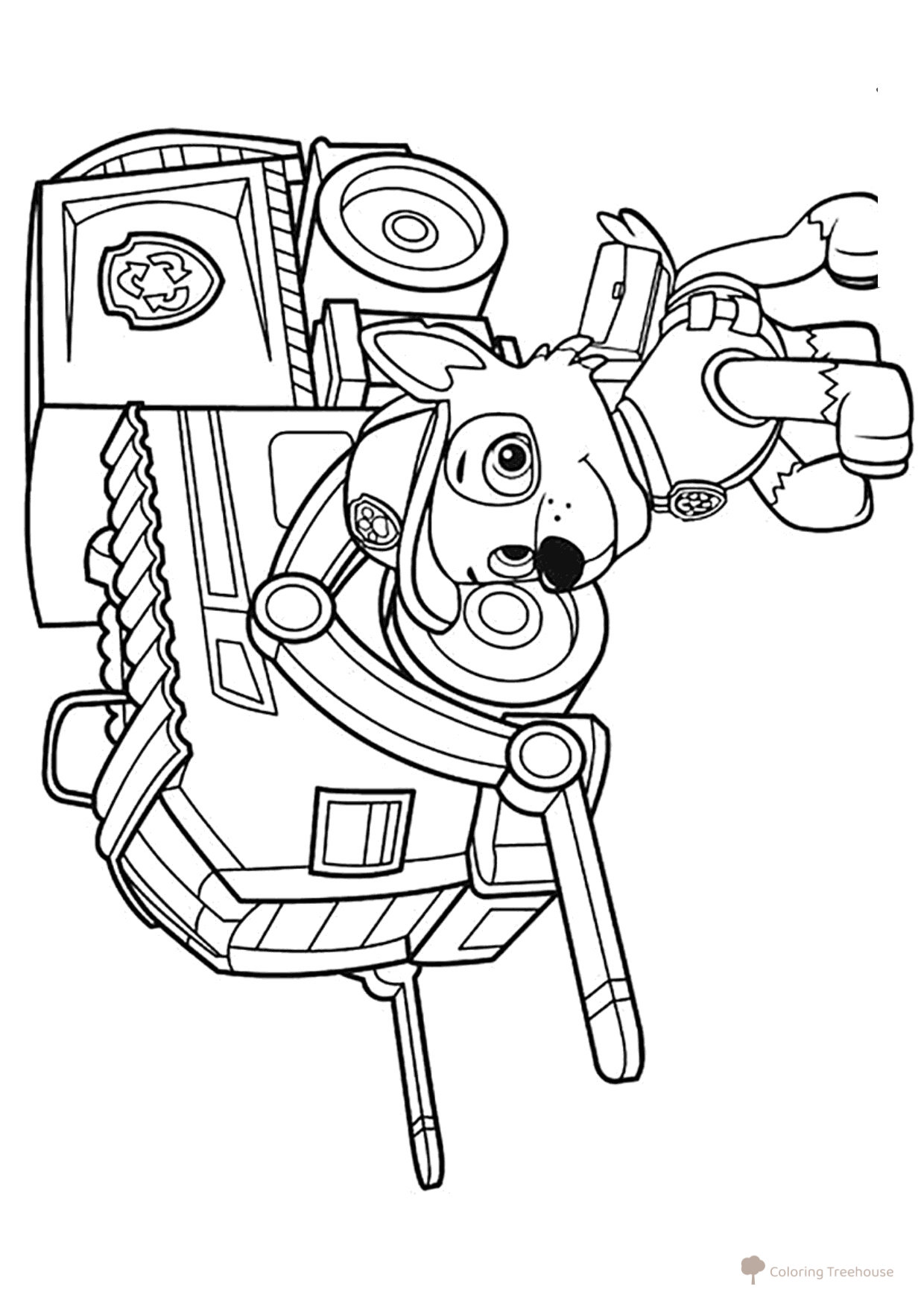 Página para colorear: Rocky y el camión de basura dibujo para colorear gratis de Paw Patrol (Patrulla Canina) para colorear