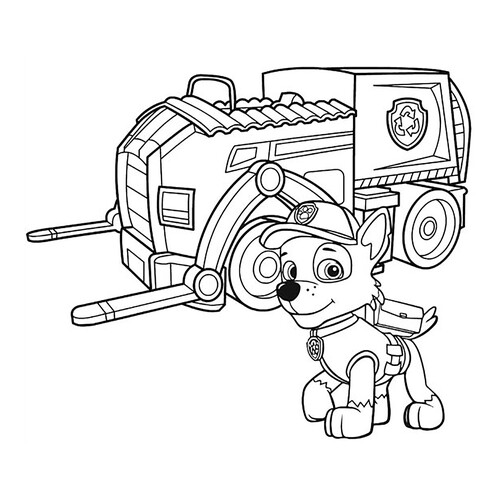 Página para colorear: Rocky y el camión de basura dibujo para colorear gratis de Paw Patrol (Patrulla Canina) para colorear