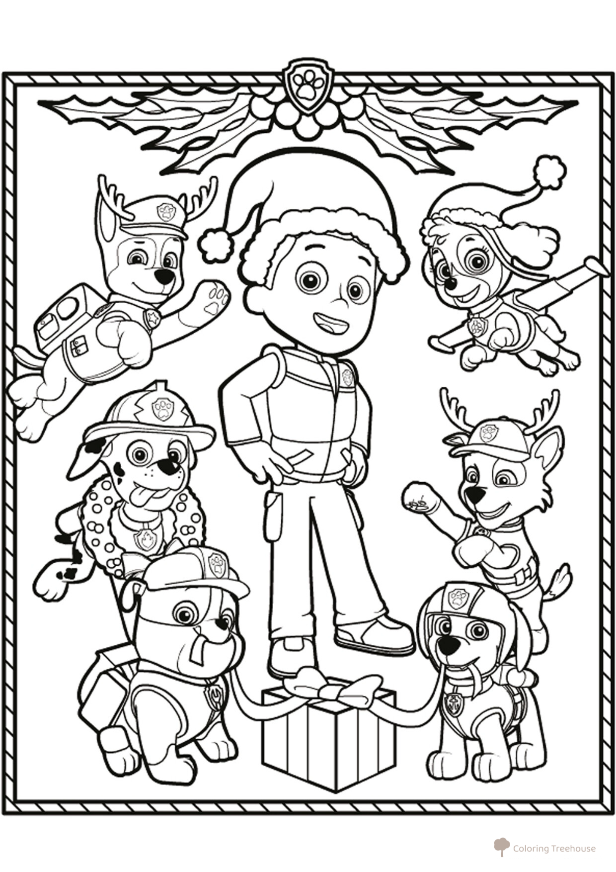 Página para colorear Patrulla Canina en Navidad dibujo para colorear gratis de Paw Patrol (Patrulla Canina) para colorear
