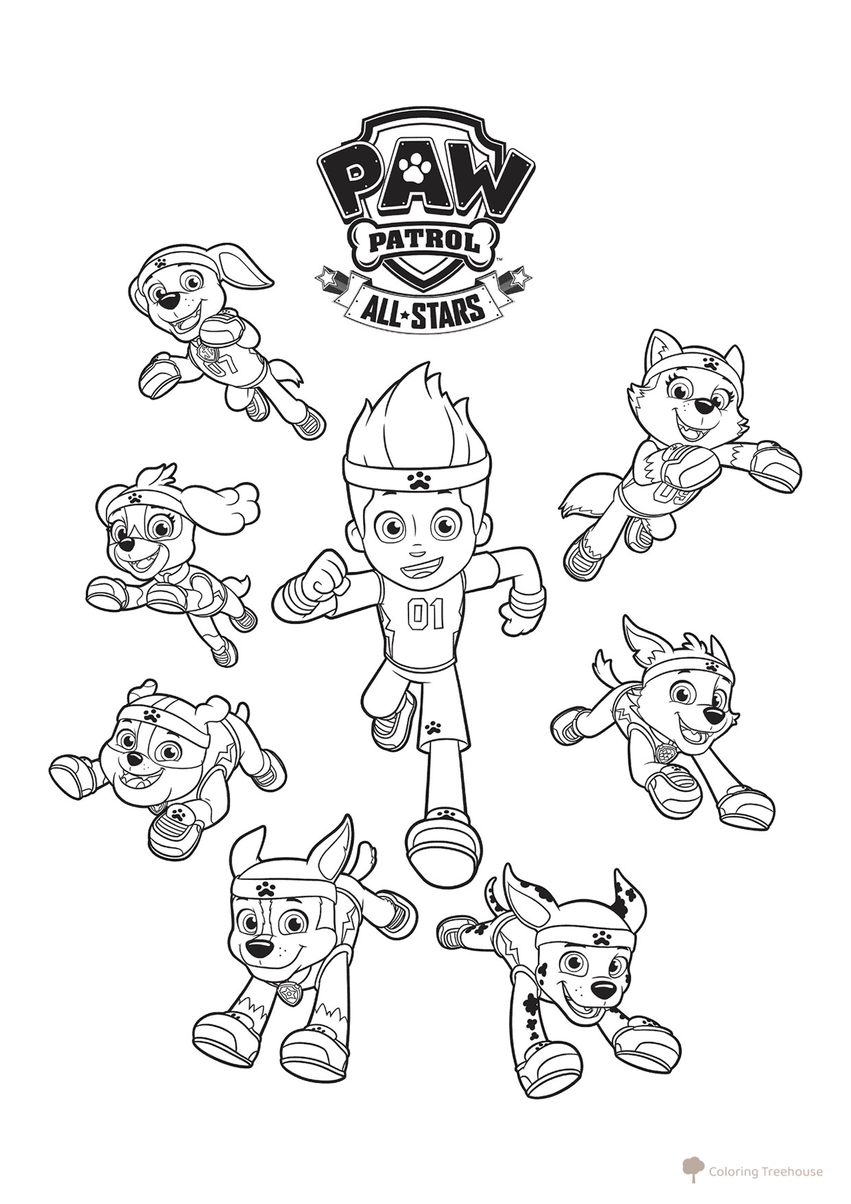 Página para colorear «Patrulla Canina (Todas las estrellas)» dibujo para colorear gratis de Paw Patrol (Patrulla Canina) para colorear