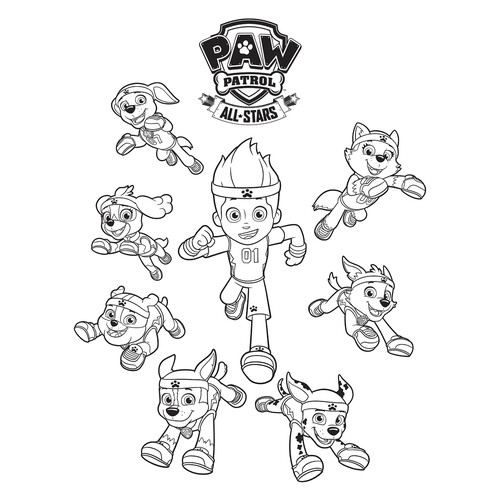 Página para colorear «Patrulla Canina (Todas las estrellas)» dibujo para colorear gratis de Paw Patrol (Patrulla Canina) para colorear