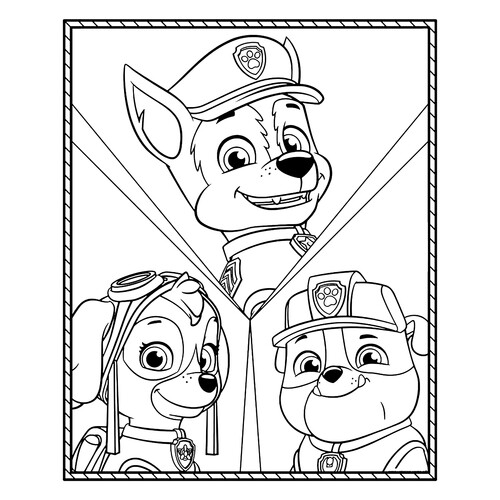 Coloring Page: Skye, Chase and Rubble free printable Paw Patrol Coloring Pages coloring page
