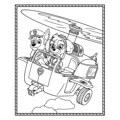 Página para colorear «Skay y el Piloto en el helicóptero» dibujo para colorear gratis de Paw Patrol (Patrulla Canina) para colorear
