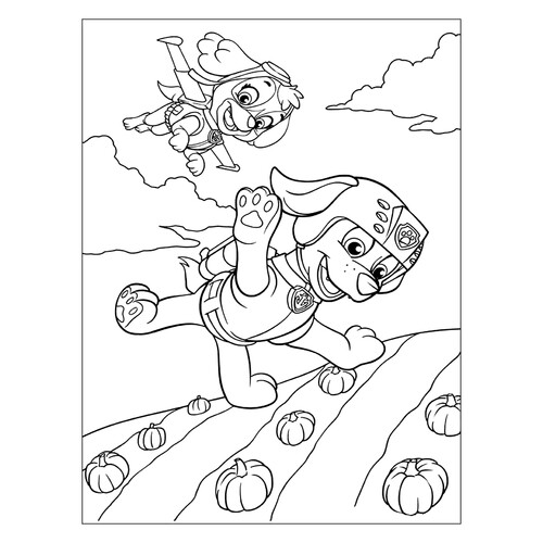 Skye and Zuma in the Sky Coloring Page free printable Paw Patrol Coloring Pages coloring page