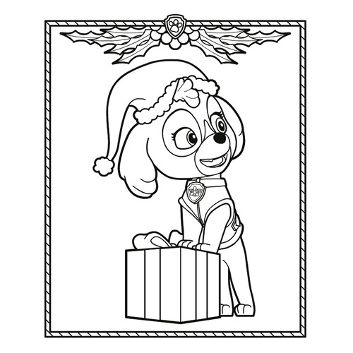 Página para colorear: Skye en Navidad dibujo para colorear gratis de Paw Patrol (Patrulla Canina) para colorear