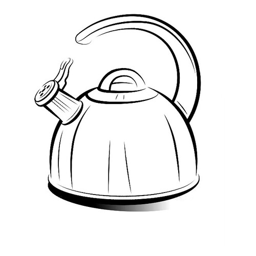 Página para colorear: Tetera dibujo para colorear gratis de Páginas para colorear de objetos del hogar y vajilla