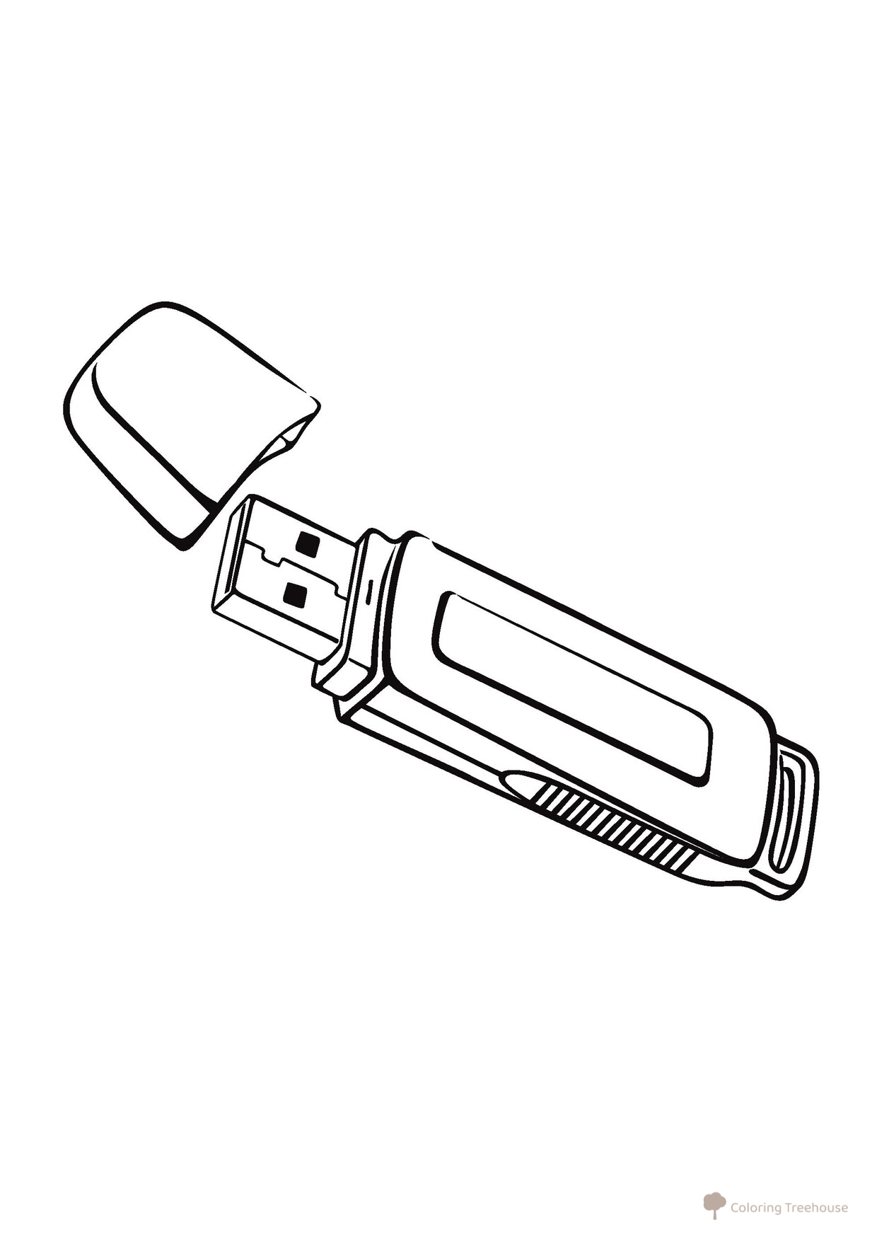 Página para colorear: Memoria USB (Fleshka) dibujo para colorear gratis de Páginas para colorear de objetos del hogar y vajilla