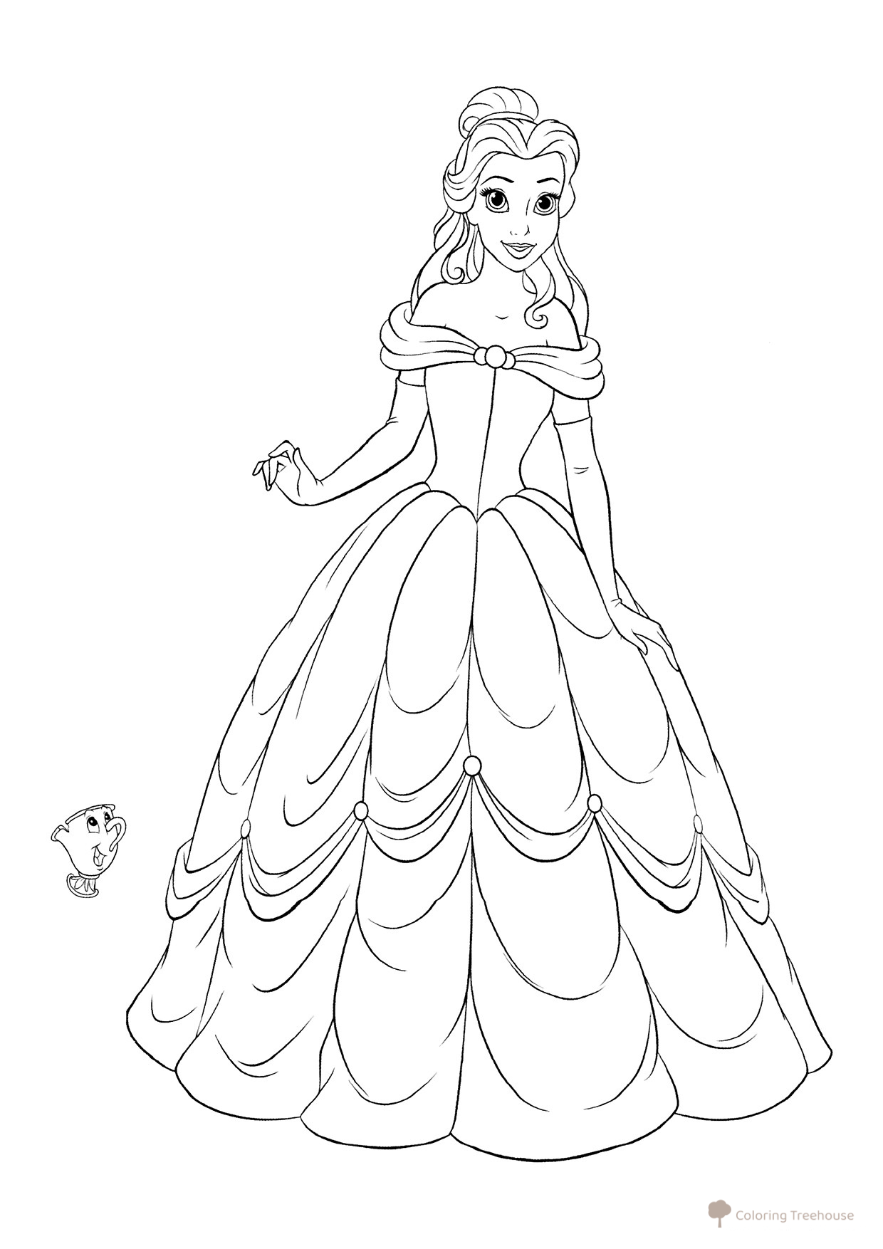 Раскраска Белль и Чип Поттс dibujo para colorear gratis de Princess Coloring Pages