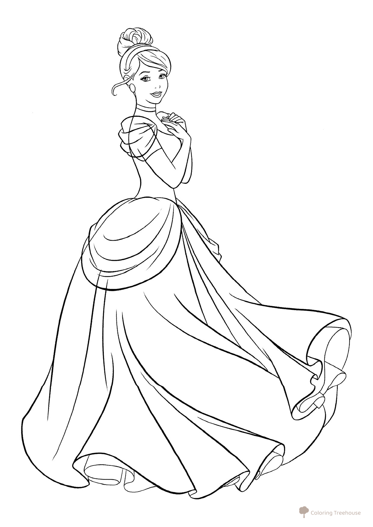 Graceful Cinderella Coloring Page free printable Princess Coloring Pages coloring page