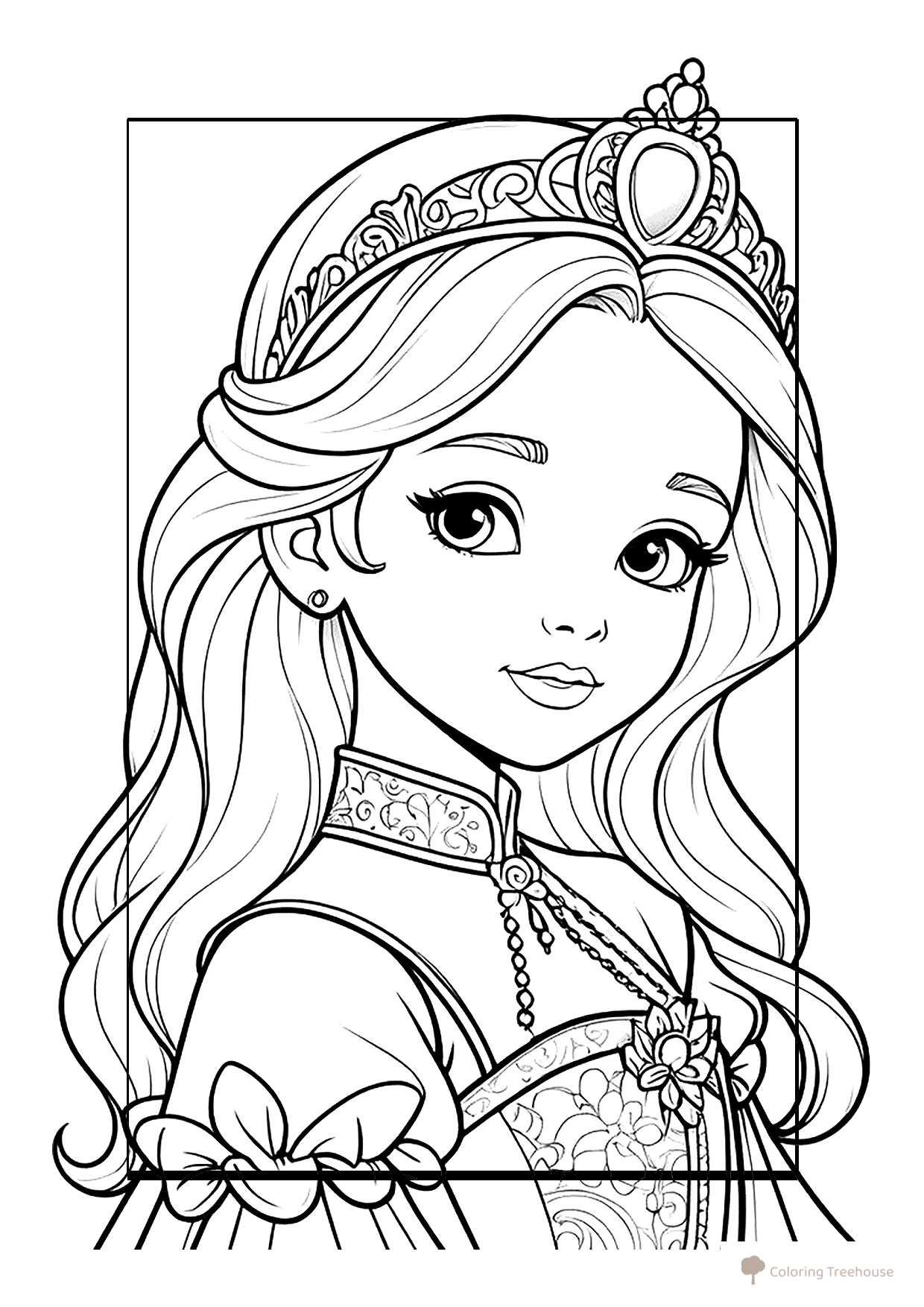 Página para colorear «Hermosa princesa» dibujo para colorear gratis de Princess Coloring Pages