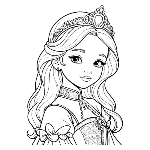 Beautiful Princess Coloring Page free printable Princess Coloring Pages coloring page