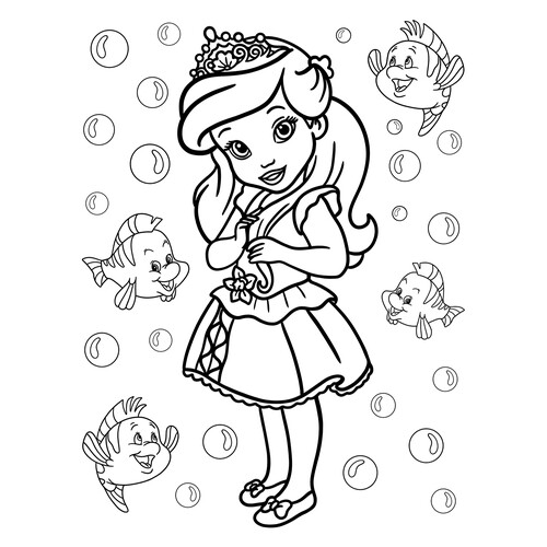 Little Princess Ariel Coloring Page free printable Princess Coloring Pages coloring page