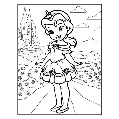 Little Princess Belle Coloring Page free printable Princess Coloring Pages coloring page