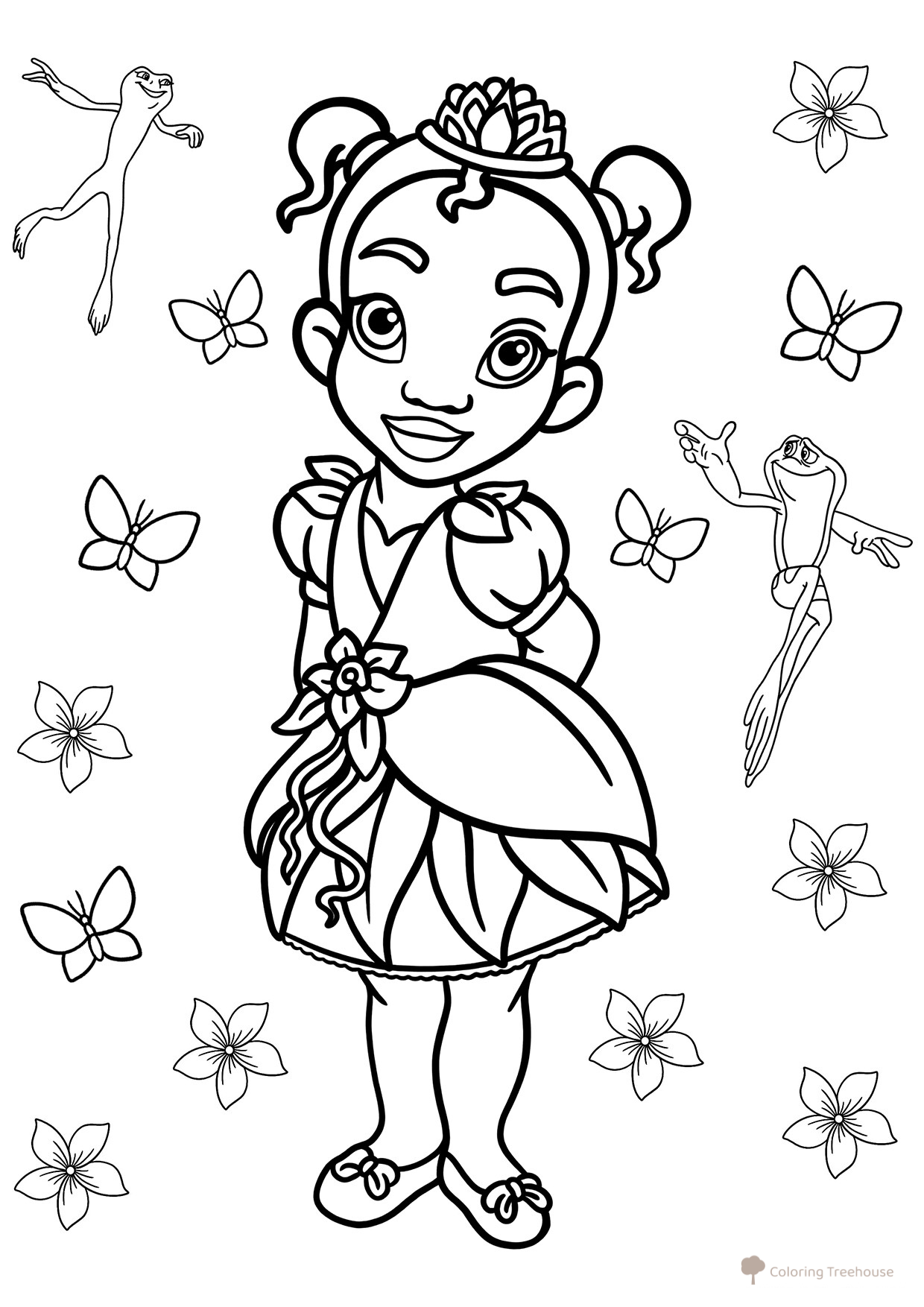 Little Princess Tiana Coloring Page free printable Princess Coloring Pages coloring page