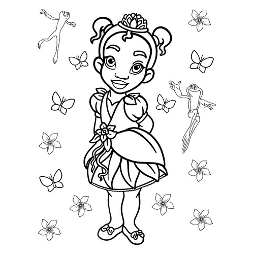 Little Princess Tiana Coloring Page free printable Princess Coloring Pages coloring page