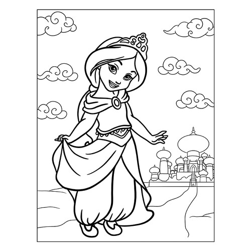 Little Princess Jasmine Coloring Page free printable Princess Coloring Pages coloring page
