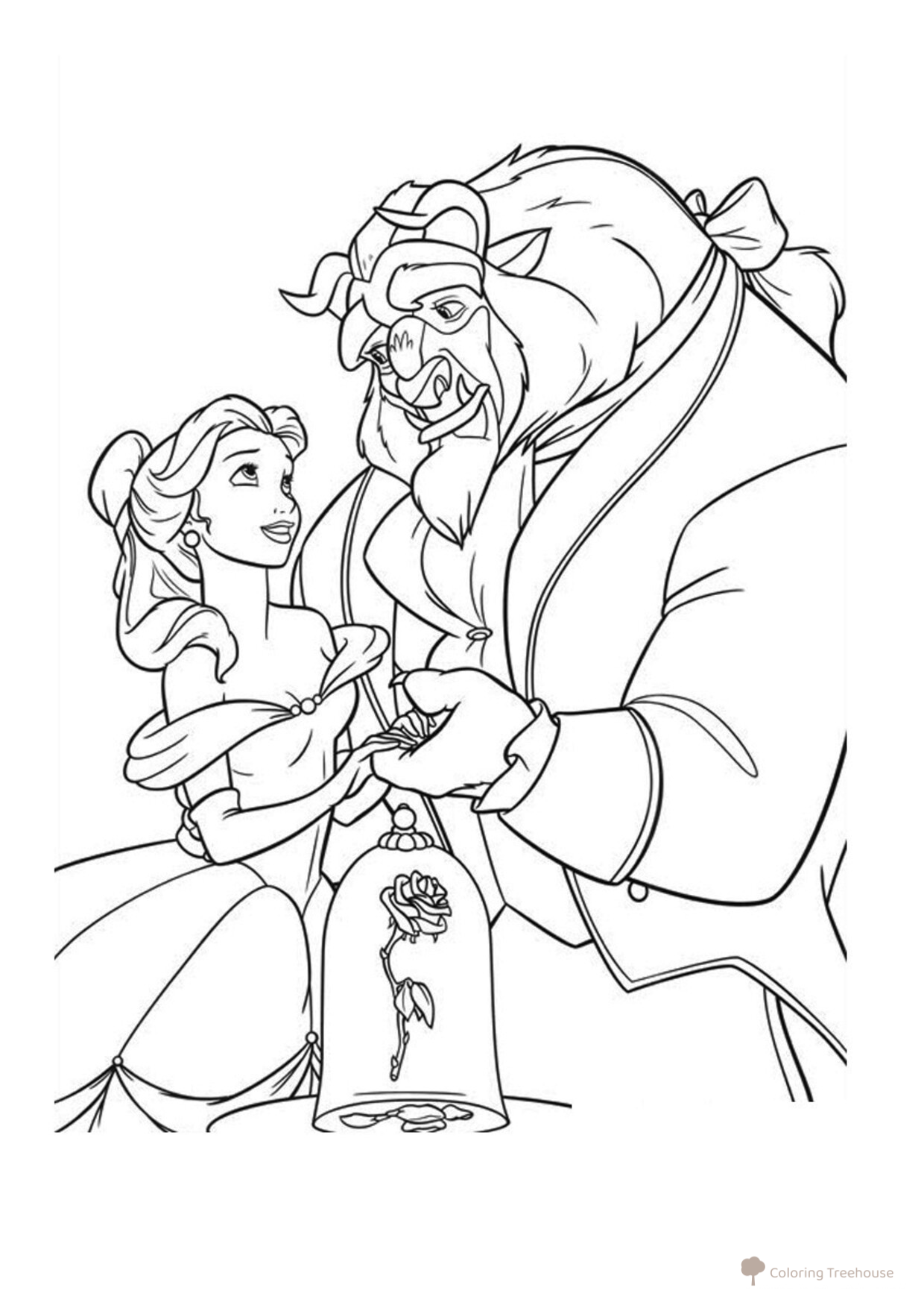 Libro para colorear: La princesa Bella y la bestia dibujo para colorear gratis de Princess Coloring Pages