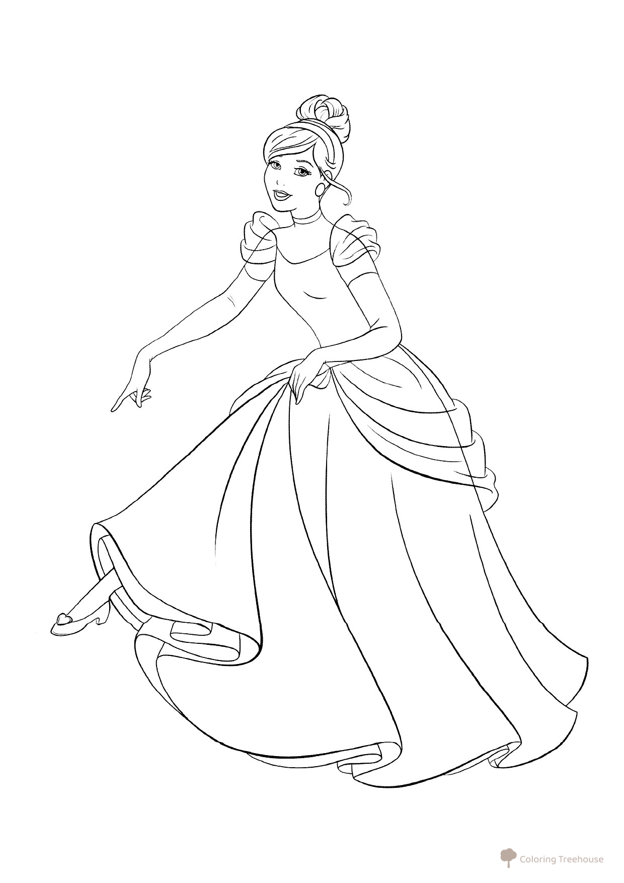 Cinderella Coloring Page with a Shoe free printable Princess Coloring Pages coloring page