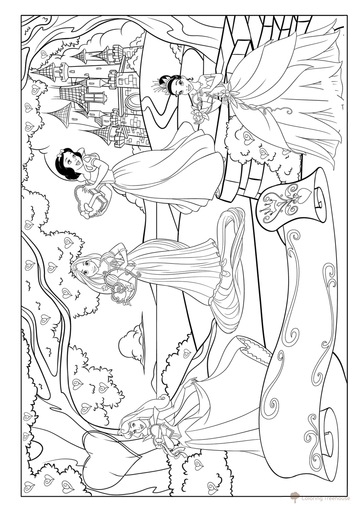 Página para colorear: Princesas Disney — Día de San Valentín dibujo para colorear gratis de Princess Coloring Pages