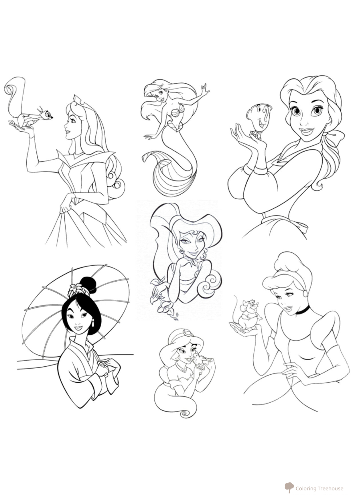 Раскраска Принцессы Диснея dibujo para colorear gratis de Princess Coloring Pages